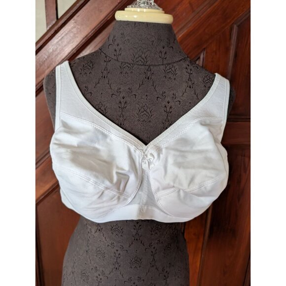 Glamorise Womens Full Figure White Cotton Lace Support Bra Size 42DD - Picture 1 of 7